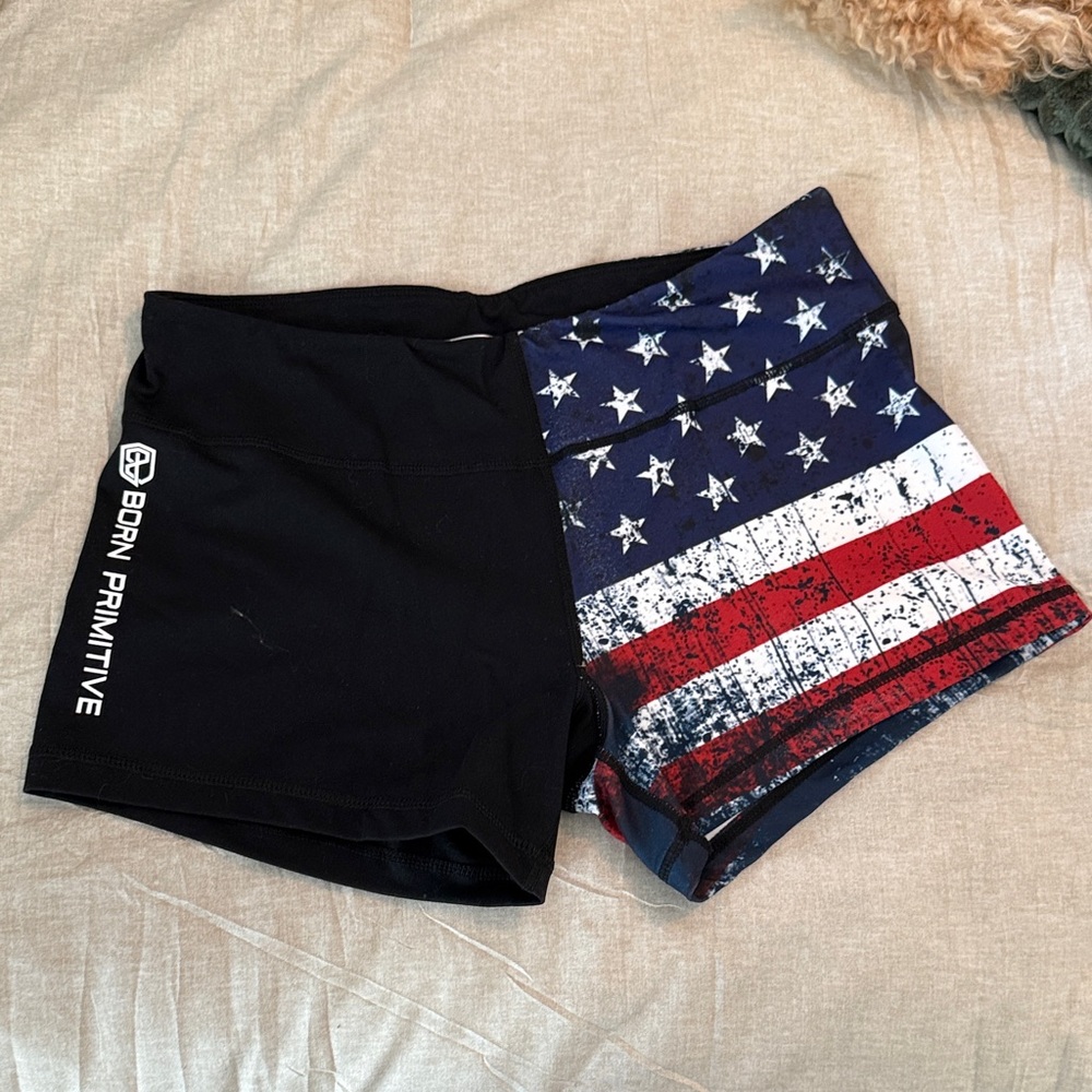 Born Primitive Black and Patriotic Flag Shorts